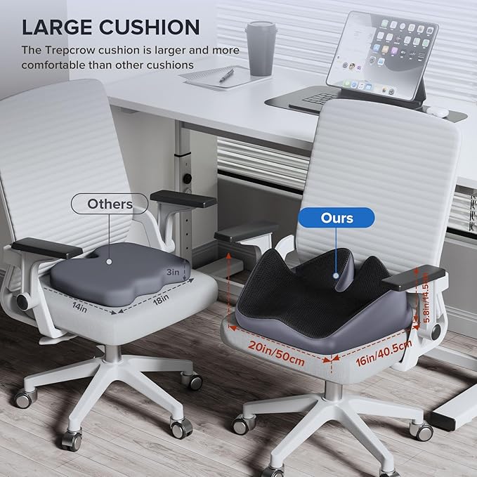 Seat Cushion for Relief Sciatica - Memory Foam Cushion for Office Chair, Hip & Coccyx Pain Relief for Long Sitting,2025 Upgraded Large Seat Pillow for Soft Support,for Game Chair/Wheelchair