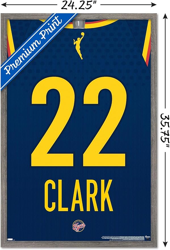WNBA Indiana Fever - Caitlin Clark Jersey Wall Poster, 34L" x 22.4W", Barnwood Framed Version