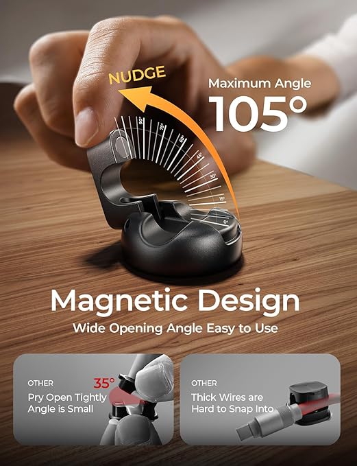 10 Pack Magnetic Cable Clips [2025 Minimum Size] LISEN Halloween Decor Christmas Decorations Indoor, Magnetic Cord Holder for Nightstand Desk, Cable Management for Home Office Organizer Dorm Wall Car