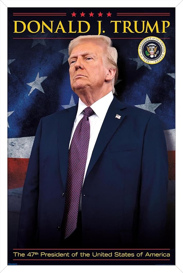 President Donald Trump - 47th President Wall Poster, 34L" x 22.4W", White Framed Version