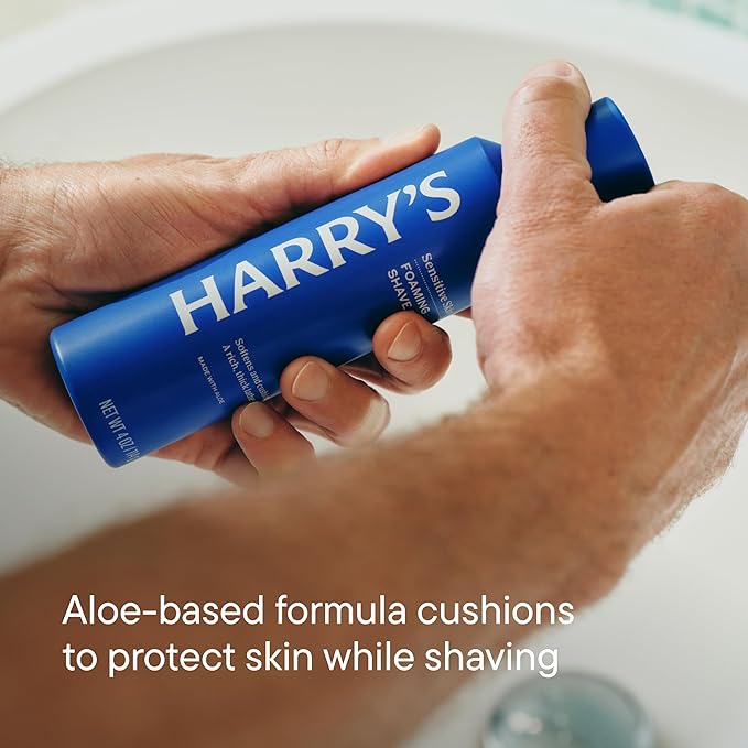 Harry's Original Shaving Kit for Men - Razor Handle, 5 Razor Blade Refills, Foaming Shave Gel, and Travel Blade Cover - German Engineered - Sage