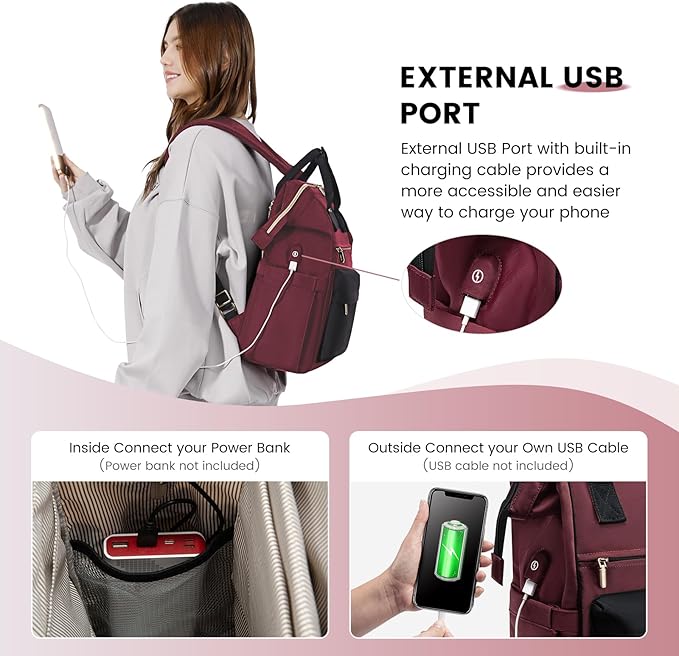 LOVEVOOK Laptop Backpack for Women,15.6 Inch Work Teacher Nurse Bag,Business Computer Backpack Purse with USB Port,Stylish Casual Daypack for Travel