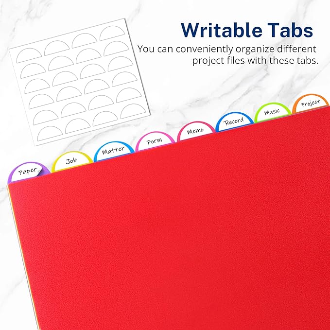 Dividers for 3 Ring Binder, 8 Tab Vibrant Colors 3 Sets 24 Pcs Plastic Binder Dividers with Tabs, 3 Hole Punched Tab Dividers Letter Size for School Office, Assorted Bright Rainbow Colors
