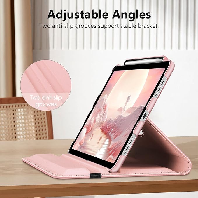 Fintie Rotating Case for iPad (A16) 11th Generation 11 Inch (2025), iPad 10th Generation 10.9 Inch (2022) - [Built-in Pencil Holder] 360 Degree Rotating Protective Stand Cover, Rose Gold