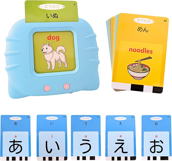 Japanese Talking Flashcards for Kids & Adults - Hiragana Alphabet, Animals, Numbers, Colors, Foods, Family, Nature & More - 112 Double-Sided Cards, Native Speaker - Tot Dojo