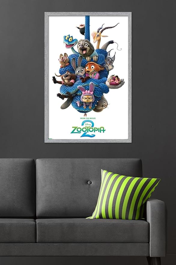 Disney Zootopia 2 (2025) - Group One Sheet Wall Poster, 34L" x 22.4W", Gray Framed Version