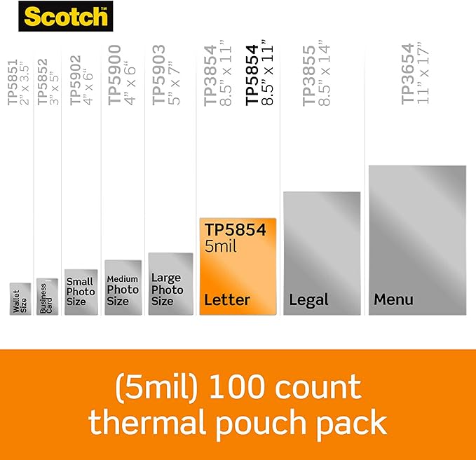 Bundle of Scotch Thermal Laminator TL1302X, Extra Wide 13 Inch Input + Scotch Thermal Laminating Pouches, 5 Mil Thick, Letter Size 8.9 x 11.4 inches, 100-Pack