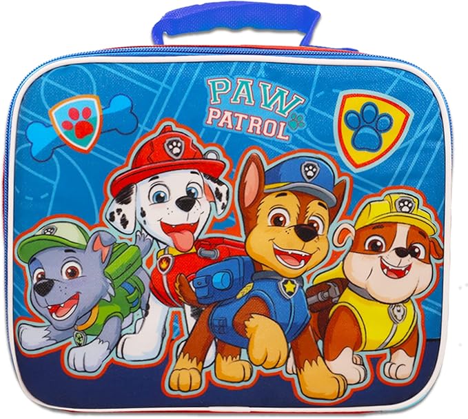 Paw Patrol Mini Backpack with Lunch Box for Kids, Boys ~ 5 Pc School Supplies Bundle with 11" Paw Patrol School Bag, Lunch Bag, Water Bottle, Stickers, and More