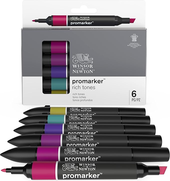 Winsor & Newton ProMarker Set, 6 Count, Rich Tones