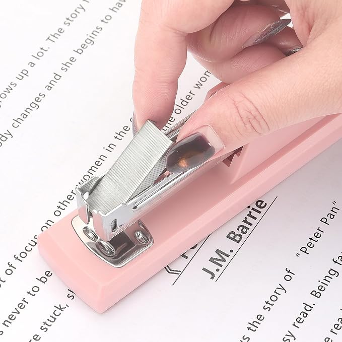 ZZTX Stapler Set with Staple Remover and Staples, Durable Desktop Stationery for Home, Office and Study, Pink
