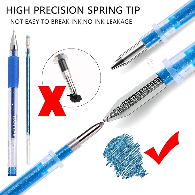 48 Pack Metallic Gel Pens, 24 Colored Gel Pen with 24 Refills,40% More Ink Write Smooth for Adults Coloring Books Drawing Doodling Scrapbooks Bullet Journaling