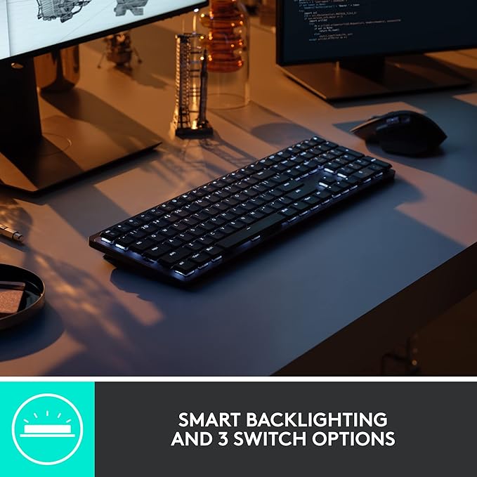 Logitech MX Mechanical Full-Size Illuminated Wireless Keyboard, Tactile Quiet, and MX Master 3S Performance Wireless Bluetooth Mouse Bundle, macOS, Windows, Linux, iOS, Android