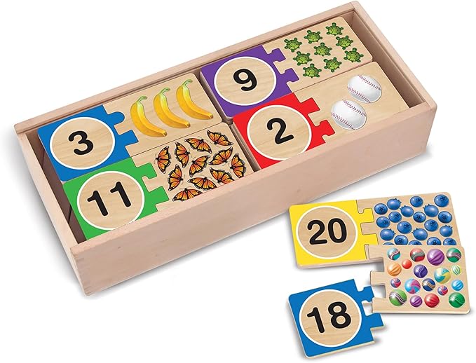 Melissa & Doug Self-Correcting Wooden Number Puzzles with Storage Box (40 pcs)