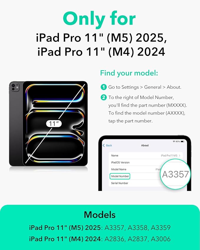 ESR for iPad Pro 11 Inch Case (M5/M4) 2025/2024, Vertical Stand Cover, Multi Stand Angles, Ultra-Stable Case with Pencil Holder, Flip Series, Black