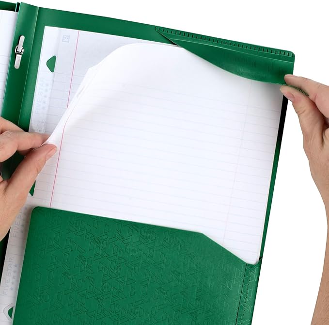 Five Star 2-Pocket Folder,Plastic Folder with Stay-Put Tabs and Prong Fasteners,Holds 8-1/2" x 11" Paper,Black,Fire Red,Forest Green,Pacific Blue (38048),(Pack of 24)