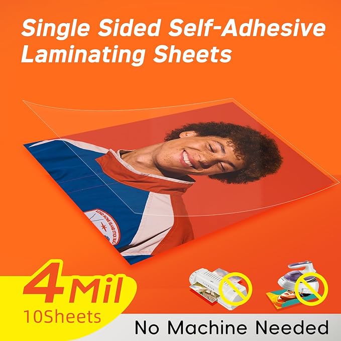 Thicker Self Adhesive Laminating Sheets 8.5 x 11 Self Sealing Laminate Sheets Lettter Size,No Machine No Heat 4mil 10PCS Clear Laminating Sheets for Protecting Documents, Photos
