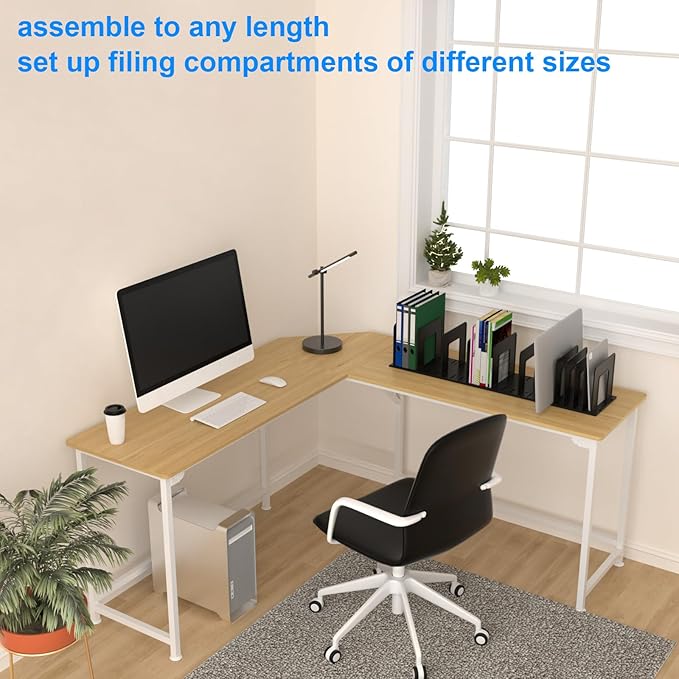 Adjustable Vertical File Sorter Sturdy Plastic Expandable Upright File Holder, Desktop Binder Organizer, School Office Organization Bookshelf Divider, Assemble Easily Endlessly, Purple