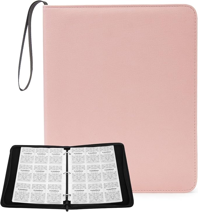 Card Binder – 720 Capacity, Zippered Trading Card Holder for MTG, Sports & Collectible Cards – Acid-Free, Durable & Travel-Friendly Storage (Pink dots, 9 Pocke)