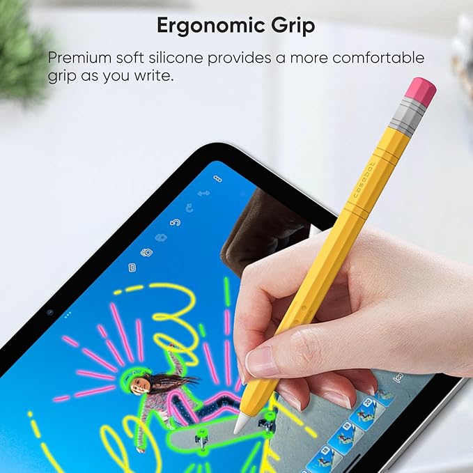Fintie Silicone Sleeve for Apple Pencil (USB-C), Light Pen Skin Case Cover Soft Protective Anti-Slip Pencil Grip Holder, Supports Magnetic Attachment, Yellow