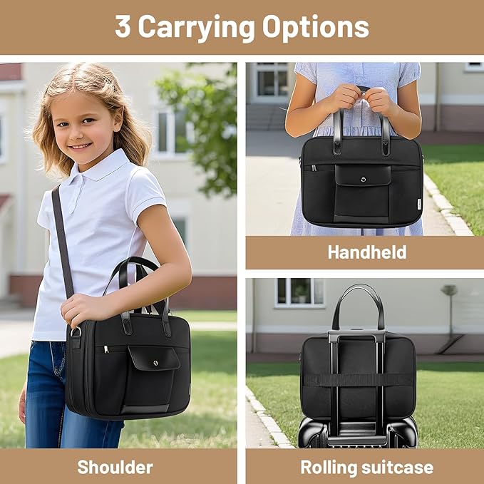 3 Ring Binder with Zipper Fits 500 Sheets, 2 Inch Zipper Binder 3 Ring with Shoulder Strap, Binders Organizer Bag with 16" Laptop Compartment for School and Office