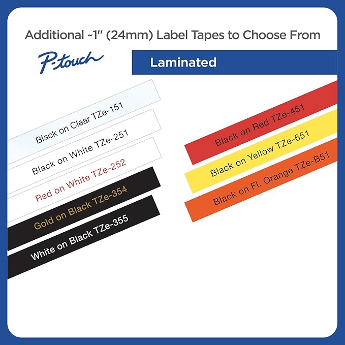 Brother Extra Strength Tape, Laminated Black on Clear, 24mm (Tzes151) - Retail Packaging