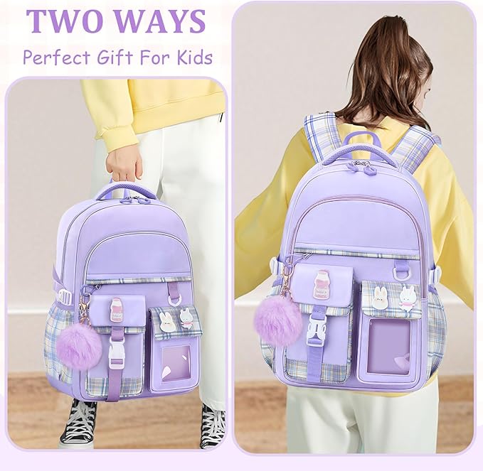 Kids Backpacks for Girls - Cute Girls Backpack for Elementary, Middle and High School Students - 18" Large Capacity School Bookbag with Multiple Pockets