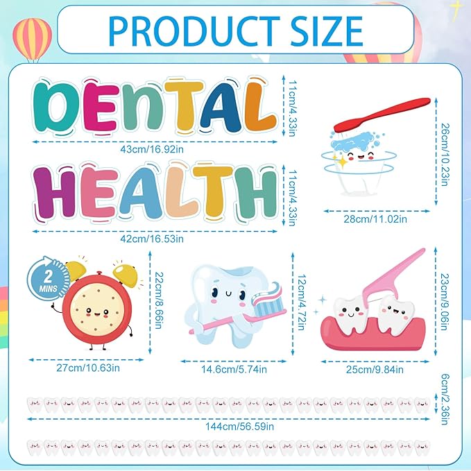Dental Health Bulletin Board Decorations - Teeth Protect Classroom Decorations Set Toothbrush Use Paper Cutouts Bulletin Board Decor School Office Wall Decor Supplies