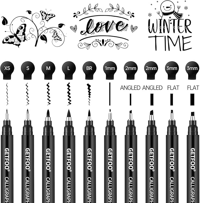 Calligraphy Pen Set – 10 Size Hand Lettering Pens for Beginners, calligraphy markers Brush Pens for Art Drawing, Sketching, Scrapbooking, Journaling, Signing