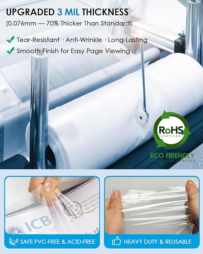 KTRIO Heavy Duty Sheet Protectors 8.5 x 11 inch, 3 Mil Thick Clear Page Protector for 3 Ring Binder, Plastic Sleeves for Binders, Top Loading Paper Document Sleeve Letter Size, Office & Home, 30 Pack