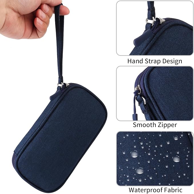 Travel Cable Organizer, Electronics Accessories Bag for Charger, Phone, Memory Card, Universal Gadget Organizer (Blue)