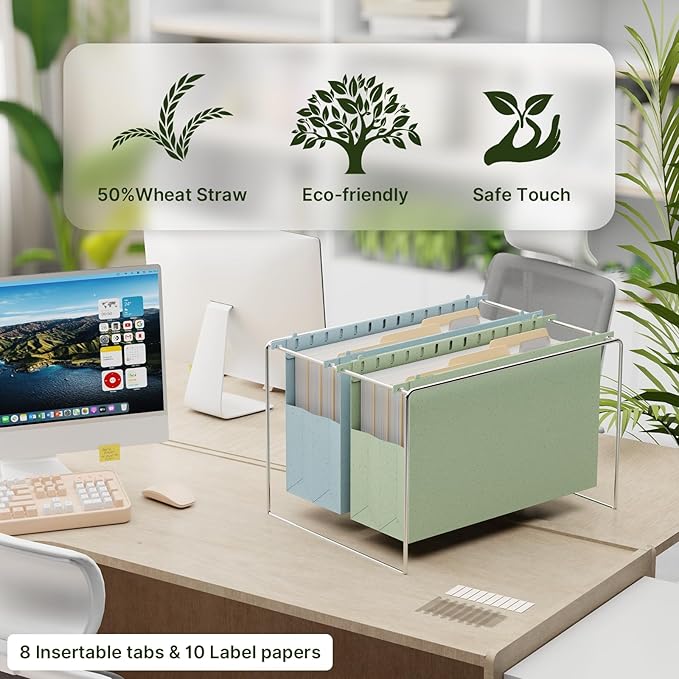 XINGIA Extra Capacity Hanging File Folders Legal Size, Heavy Duty 4 Inch File Folders with Tabs,6 Pack Pastel Wheat Straw Filing Folders for File Cabinet,Expandable File Organizer for School Office