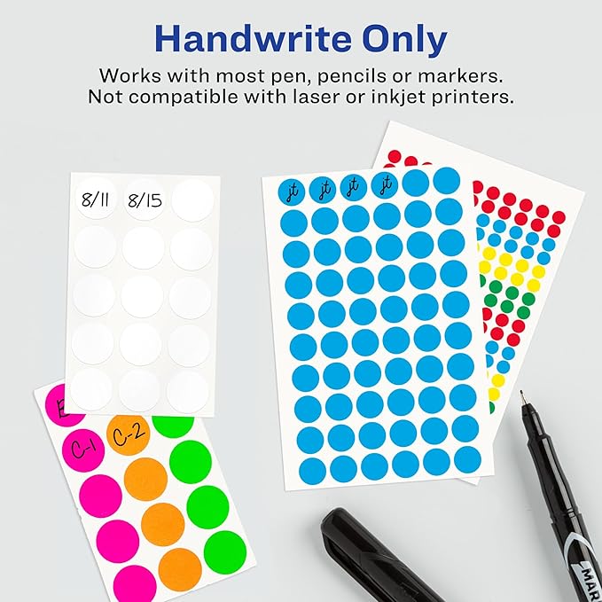 Avery See-Through Color-Coding Removable Labels, 1/4 Inch Round Labels, Assorted Translucent Colors, Non-Printable, 864 Dot Stickers Total (5796)