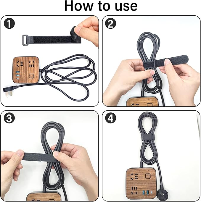 40pcs Reusable Cable Ties - 4 Sizes (6/8/10/12 Inch) - Hook and Loop Cable Straps for Wire Management - Heavy Duty Cord Organizer & Wire Ties for Electronics, PC, Home & Office