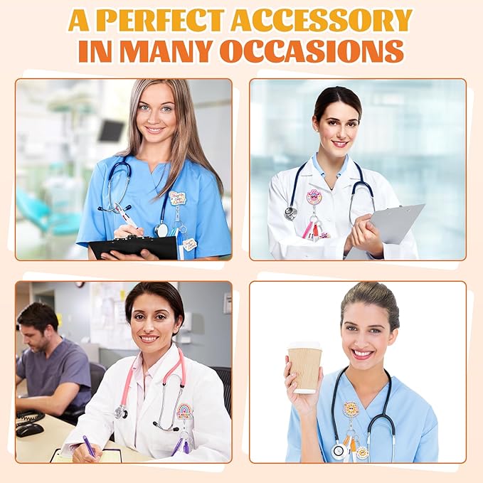 Henoyso 54 Pcs Nurse Badge Reel Pens Mini Highlighter Pens Bulk Nursing Week Appreciation Gifts Badge Accessories Retractable for Cna Medical Assistant Christmas Women (Glitter)