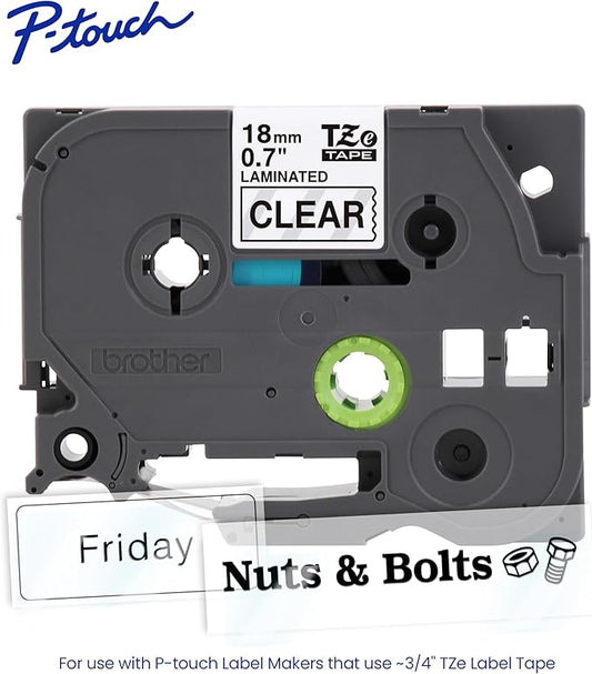 Brother Genuine P-Touch TZe, Black Print on White, Tamper-Evident Laminated Label Tape (TZeSE4), ~3/4in x 26.2ft (18mm x 8m) for Select P-Touch Label Makers, for Property Security Applications