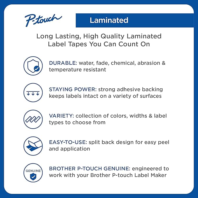 Brother TZES241 TZe Extra-Strength Adhesive Laminated Labeling Tape, 3/4-Inch w, Black on White