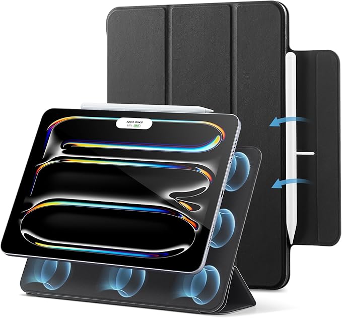 ESR for iPad Pro 13 Inch Case (M5/M4) 2025/2024, Powerful Magnetic Attachment, Slim Trifold Stand Case, Supports Pencil Pro & Pencil(USB-C), Auto Wake/Sleep, Durable Protection, Rebound Series, Black