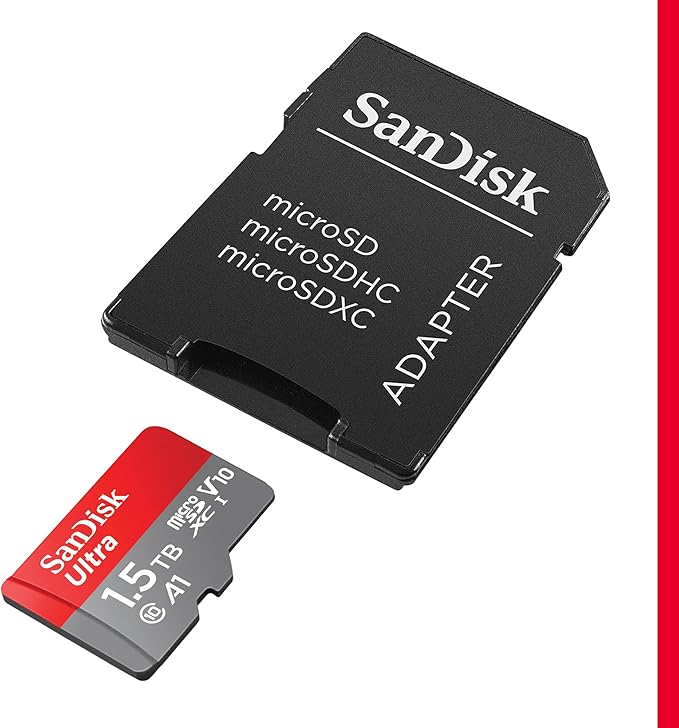 SanDisk 1.5TB Ultra microSDXC UHS-I Memory Card with Adapter - Up to 150MB/s, C10, U1, Full HD, A1, MicroSD Card - SDSQUAC-1T50-GN6MA