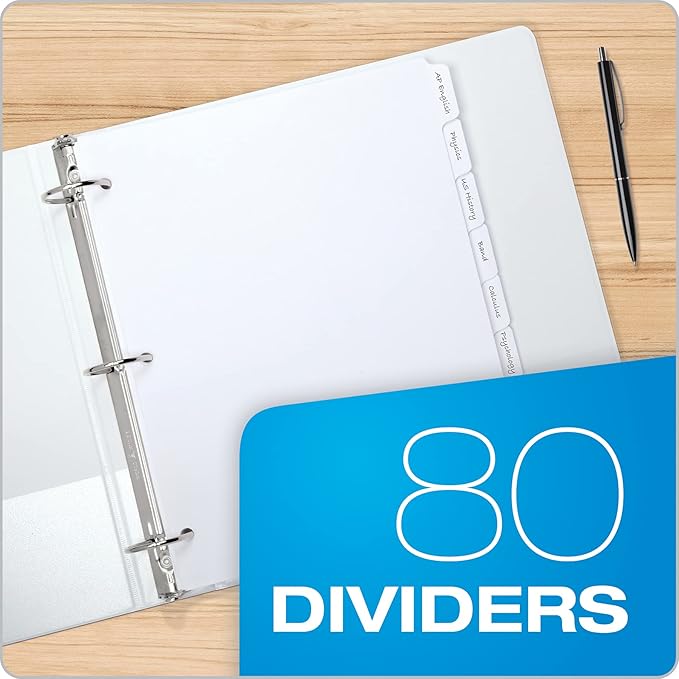 Oxford Binder Dividers for 3 Ring Binders,8-Tab Dividers,Write On Tabs,White Paper,80 Total,10 Count (Pack of 10)
