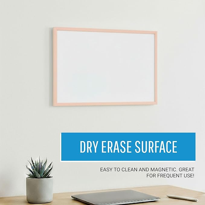 MasterVision Pastel Magnetic Dry Erase White Board, 16" x 12", Salmon Pink Frame, Decorative Whiteboard for Kitchen, Dorm, or Classroom, Wall Décor for Home Office