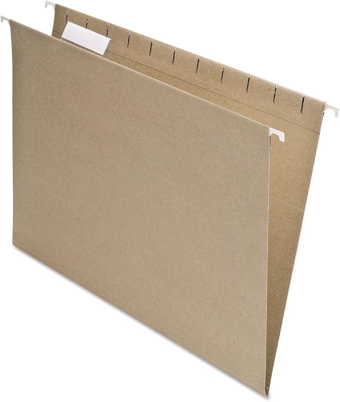 EarthWise by Pendaflex 100% Recycled Hanging Folders, Letter Size, 1/5 Cut, Natural, 25 per Box (74542)