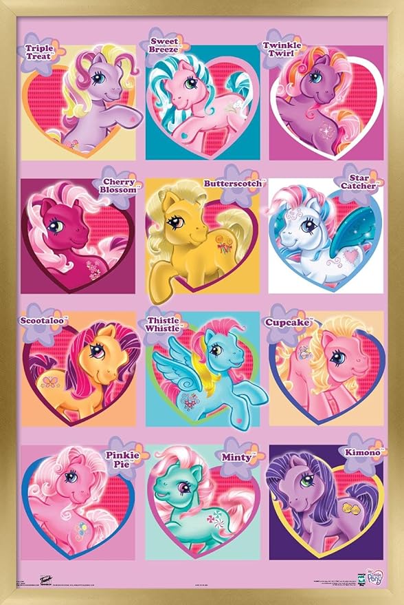 Trends International Hasbro My Little Pony - Chart Wall Poster, 22.375" x 34", Gold Framed Version