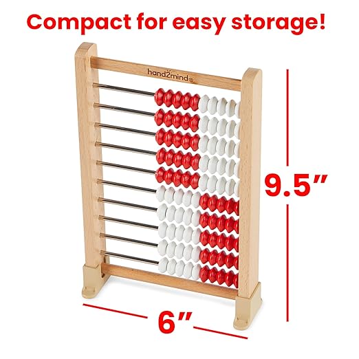 Hand2Mind Mini 100 Bead Wooden Rekenrek, Abacus for Kids, Math Manipulatives Kindergarten, Counting Rack, Educational Toys for Elementary Kids (Set of 25), Berry