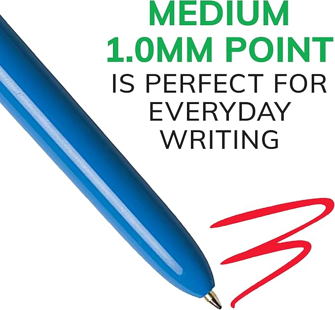 BIC 4-Color Original Retractable Ball Pens, Versatile 1.0mm Medium Point, Long-Lasting Ink, Great Gift Idea, 3-Count in Assorted Colors