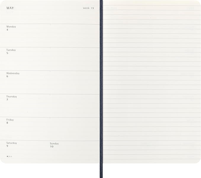 Moleskine Classic 12 Month 2026 Weekly Planner, Soft Cover, Large (5" x 8.25"), Sapphire Blue, 144 pages