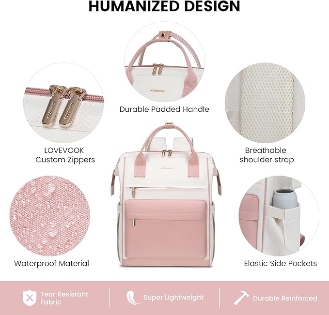LOVEVOOK Laptop Backpack for Women,15.6 Inch Work Teacher Nurse Bag,Business Computer Backpack Purse with USB Port,Stylish Casual Daypack for Travel