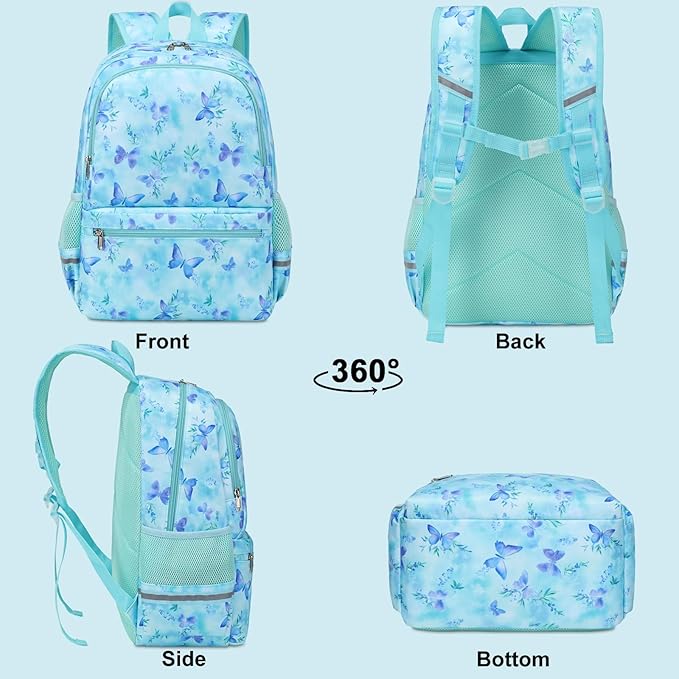 DSIUE Kids Backpack for Girls Elementary BookBags Teens School Backpack with Lunch Box Strawberry Pink