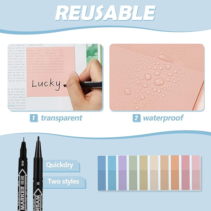 Jutom 39 Pcs Aesthetic Book Annotation Kit Highlighter with Pencil Case Bag Gel Pen Transparent Sticky Note Taking Bible Study College School Supplies (Green,Cute Style)