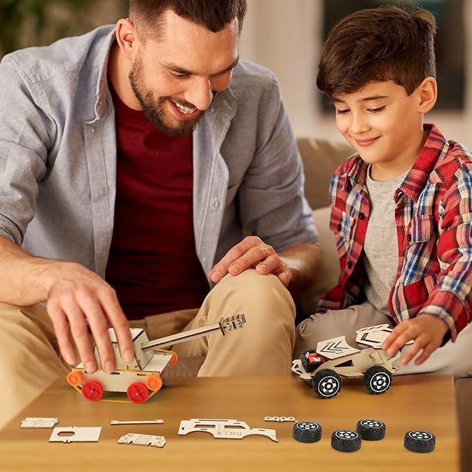 Yutin STEM Kits for Kids Age 8-10 10-12, 6 Set Wood Building Projects Crafts Science Model Car Kits for Kids Age 8-12, Wooden 3D Puzzles, STEM Toys for Boys 8 9 10 12 13 Year Old Birthday Gifts
