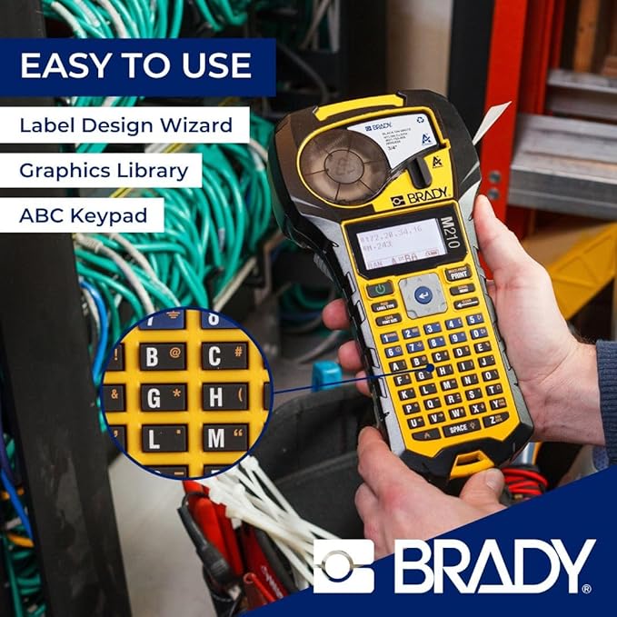 Brady M210 Portable Label Printer with Rubber Bumpers, Multi-Line Print, 6 to 40 Point Font (Replaces BMP21-PLUS Printer)